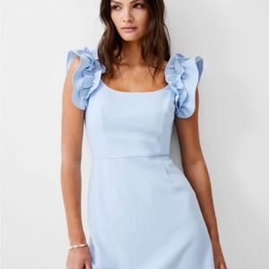 French Connection Blue Ruffled Mini Dress for Weddings